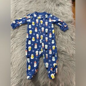 Carter's Blue Snowman Baby Footie pjs